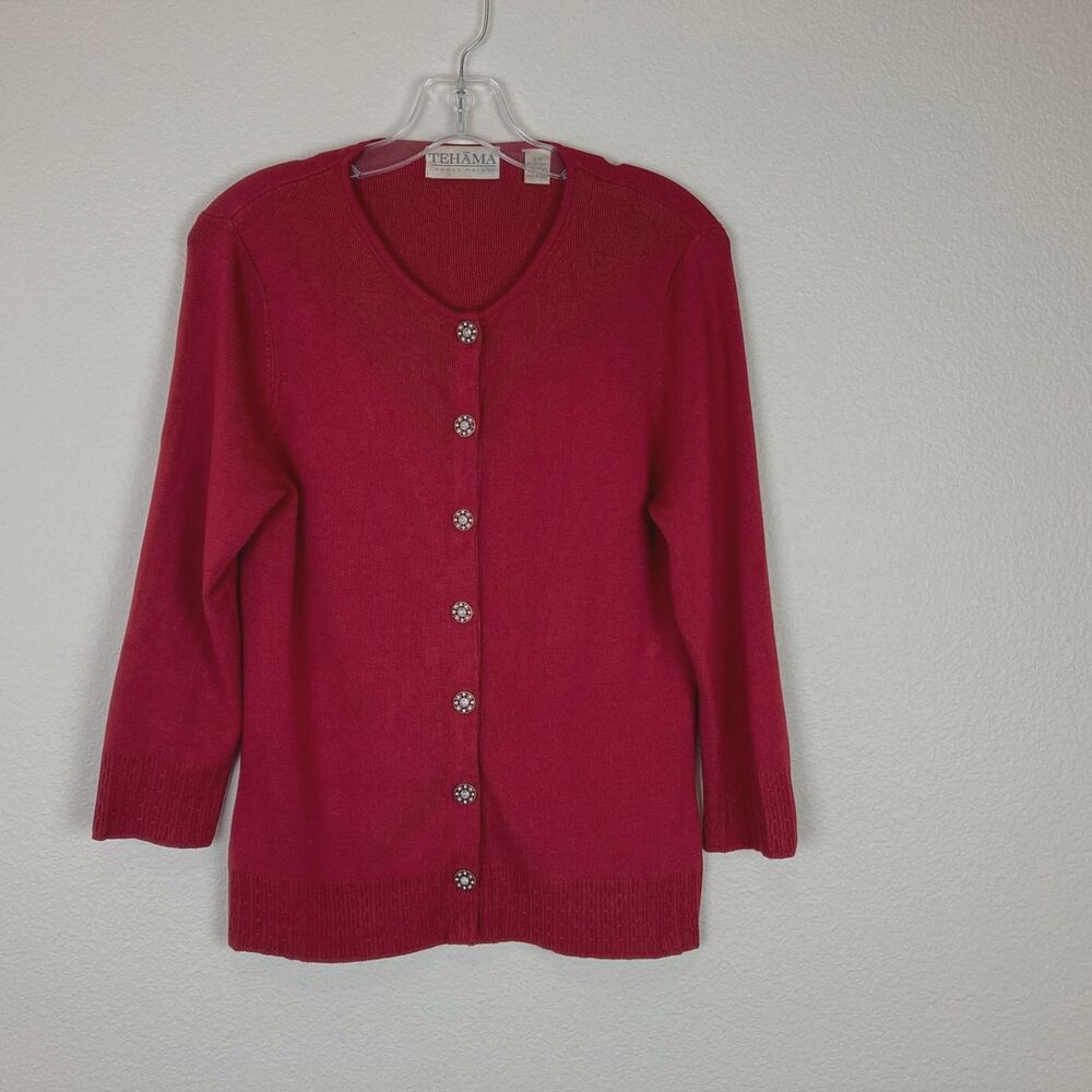 Tehama Nancy Haley Women's Vintage Silk Cardigan Sweater Size S Burgundy